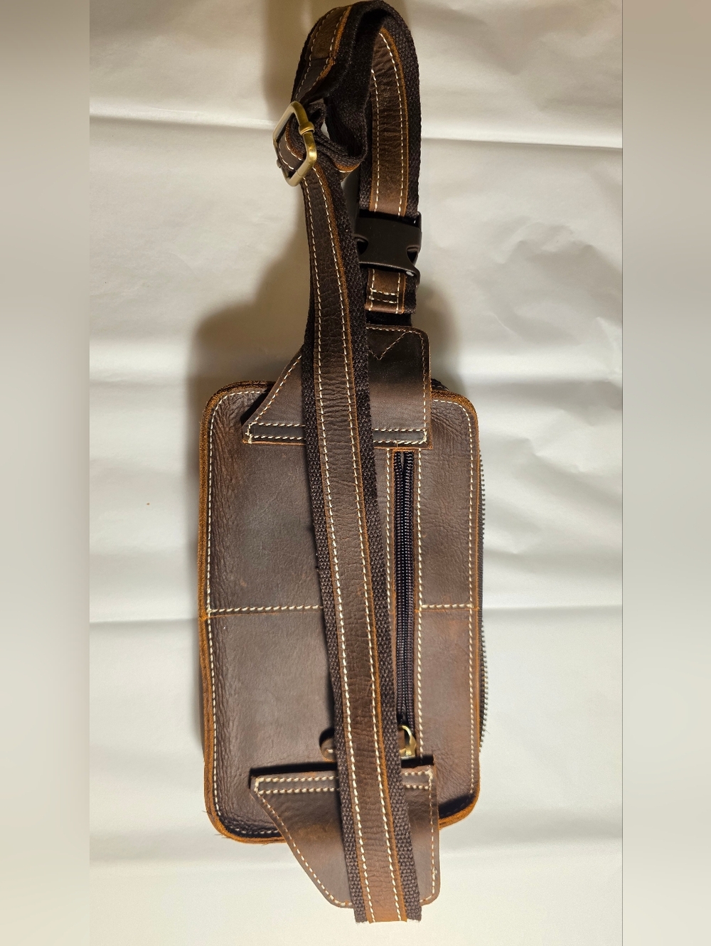 Kattee Brown Leather Sling Bag - Compact Everyday Carry - Picture 5 of 11